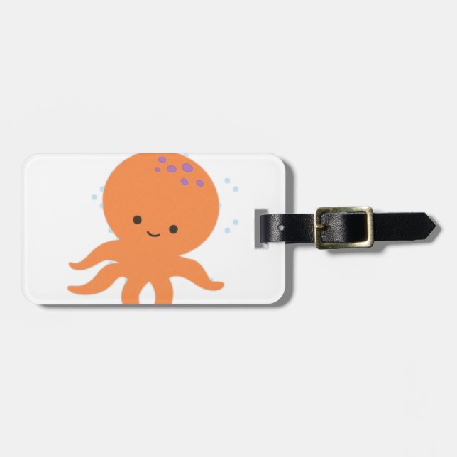 Cute Octopus Cartoon Luggage Tag (Front Horizontal)