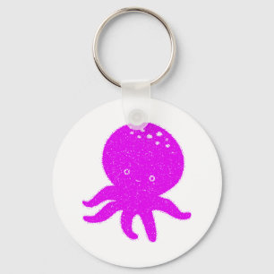 Cute Octopus Cartoon Old Print Paper Keychain