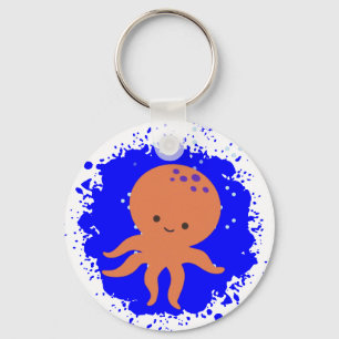 Cute Octopus Cartoon Paint Splash Keychain