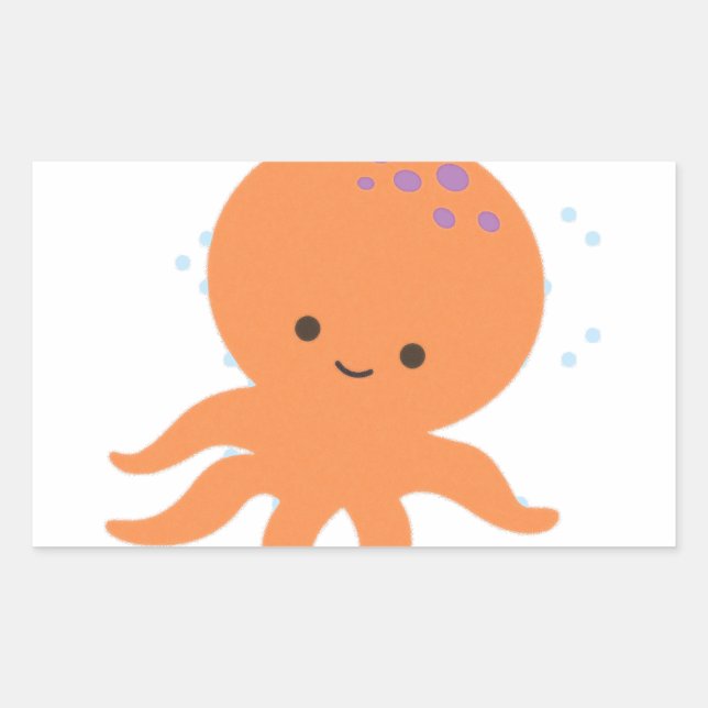 Cute Octopus Cartoon Sticker (Front)