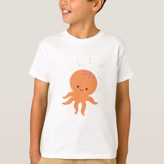 Cute Octopus Cartoon T-Shirt (Front)