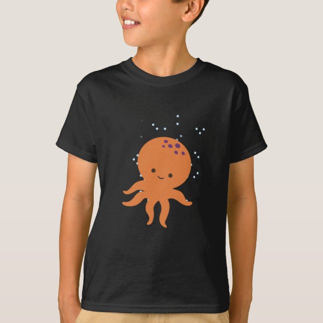 Cute Octopus Cartoon T-Shirt (Front)