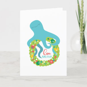 Cute Octopus Christmas Folded Holiday Card