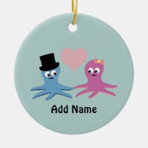Cute Octopus Couple Ceramic Ornament