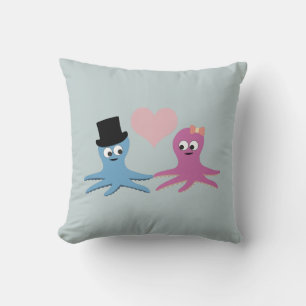 Cute Octopus Couple Throw Pillow