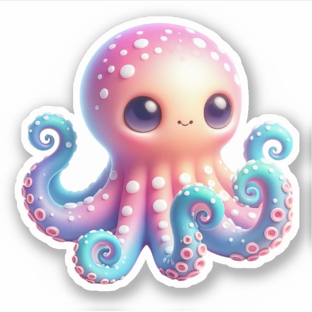 Cute Octopus Custom-Cut Vinyl Stickers (Front)