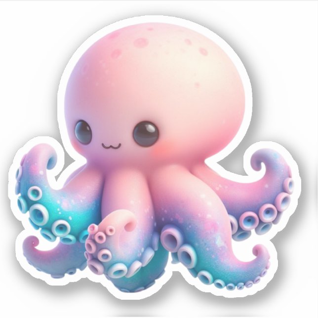 Cute Octopus Custom-Cut Vinyl Stickers (Front)