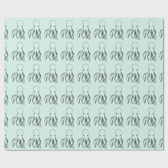 Cute Octopus Illustration Wrapping Paper (Flat)