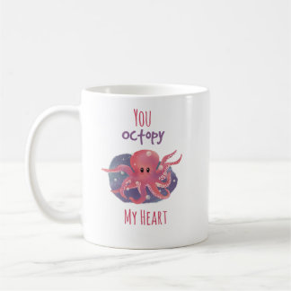 Cute Octopus Love Mug ; "You Octopy My Heart" 