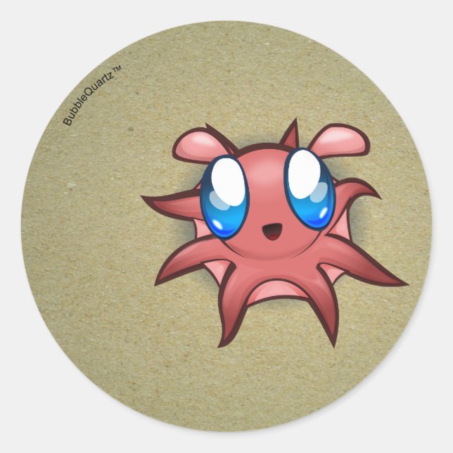 Cute octopus on the seafloor stickers (Front)