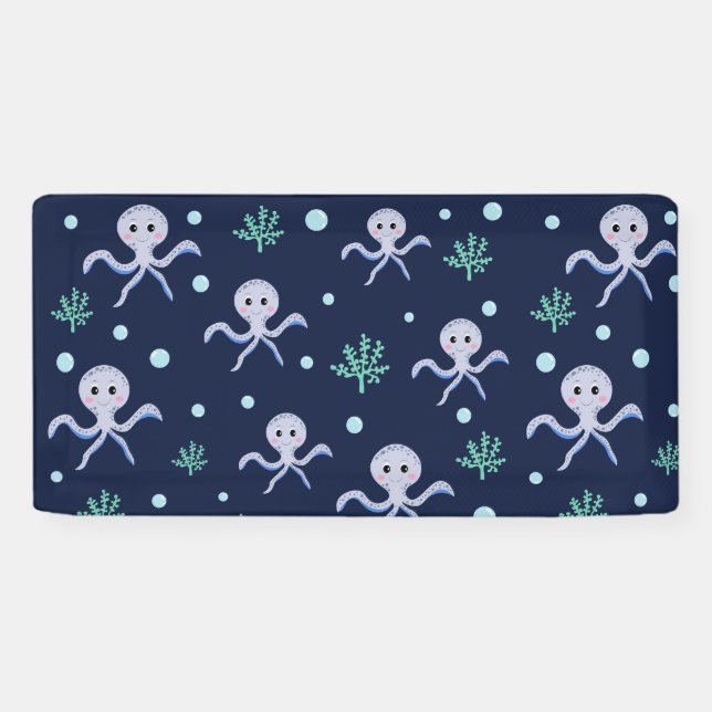 Cute Octopus Pattern Banner (Horizontal)