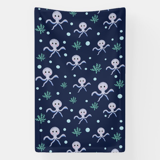 Cute Octopus Pattern Banner (Vertical)