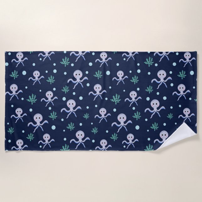 Cute Octopus Pattern Beach Towel (Front)