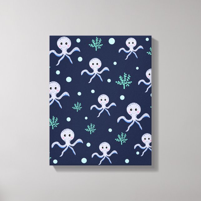 Cute Octopus Pattern Canvas Print (Front)