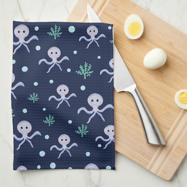 Cute Octopus Pattern Kitchen Towel (Quarter Fold)