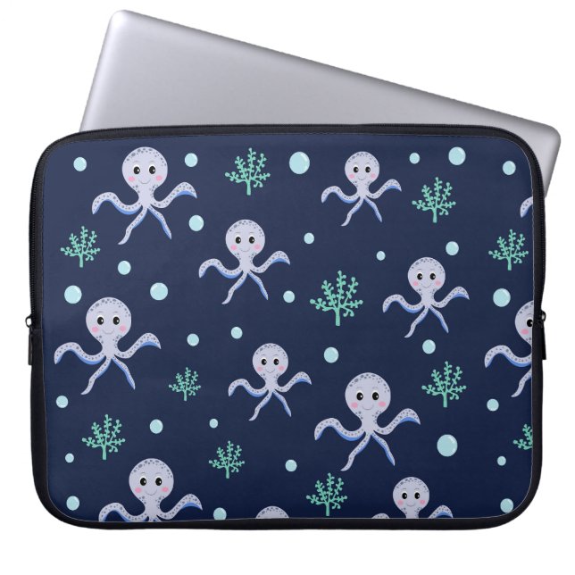 Cute Octopus Pattern Laptop Sleeve (Front)