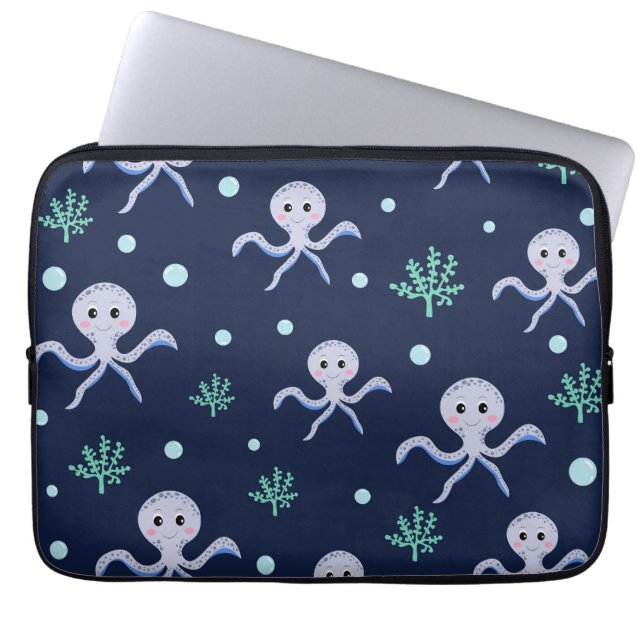 Cute Octopus Pattern Laptop Sleeve (Front)
