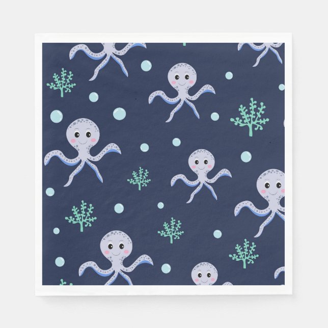 Cute Octopus Pattern Napkin (Front)