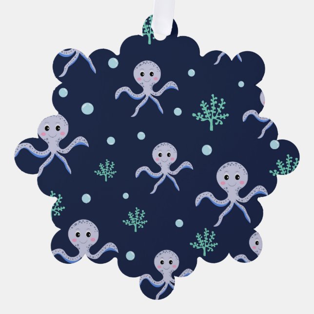 Cute Octopus Pattern Ornament Card (Front)