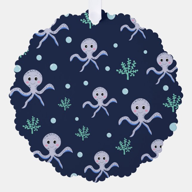 Cute Octopus Pattern Ornament Card (Front)