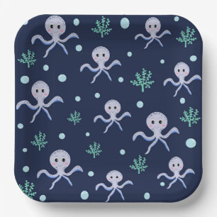 Cute Octopus Pattern Paper Plate