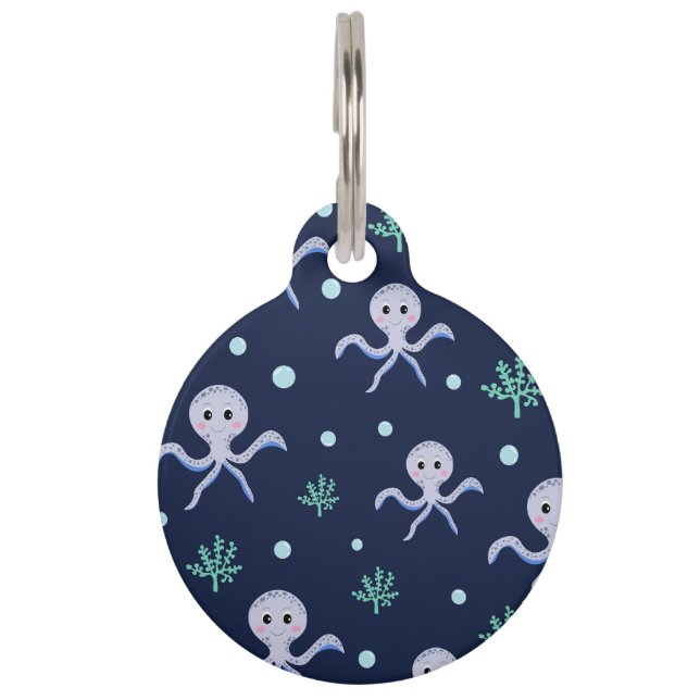 Cute Octopus Pattern Pet Tag (Front)