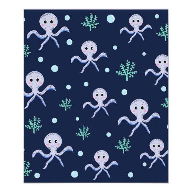 Cute Octopus Pattern Photo Print (Front)