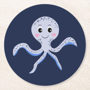 Cute Octopus Pattern Round Paper Coaster