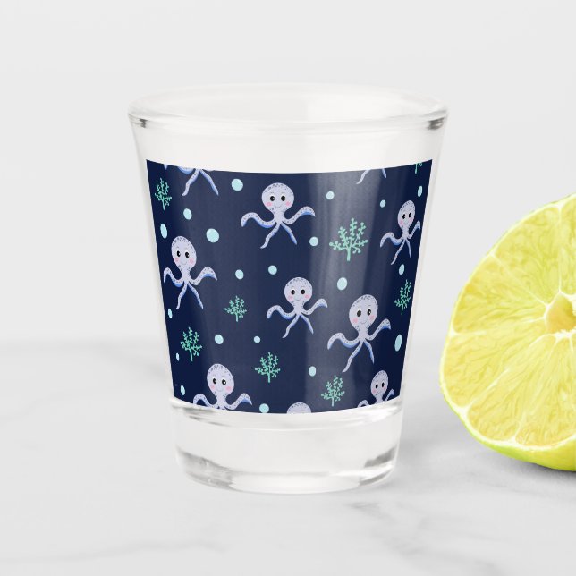 Cute Octopus Pattern Shot Glass (Front)