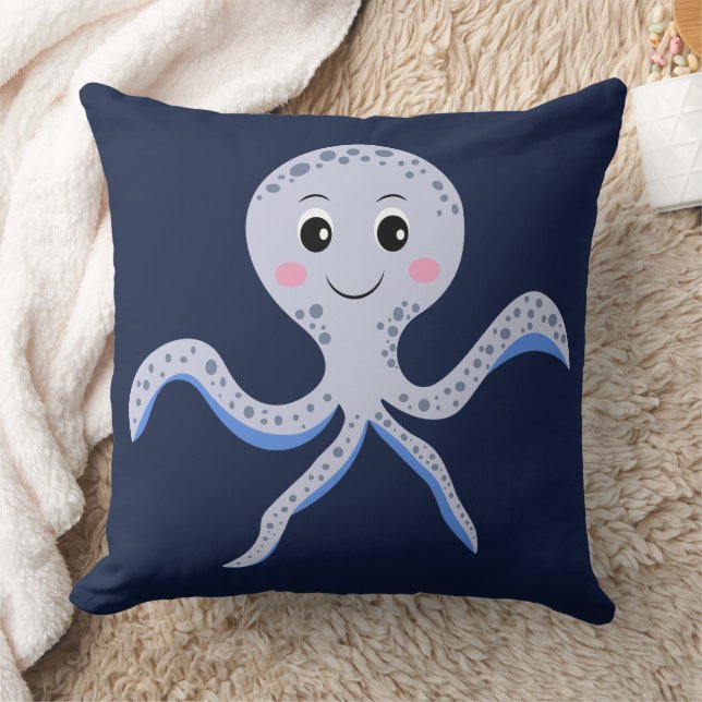 Cute Octopus Pattern Throw Pillow (Blanket)