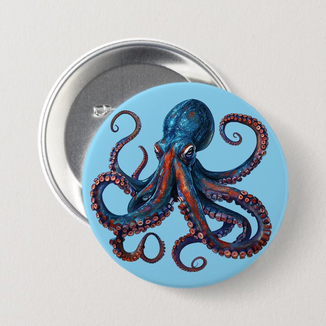 Cute Octopus Pin - Custom Button Badge Gift (Devant & derrière)