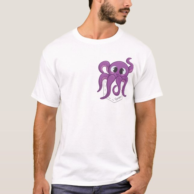 Cute Octopus Pocket Light T-Shirt (Front)