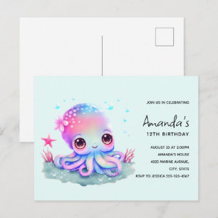Cute Octopus Sea Creator Anniversaire Invitation