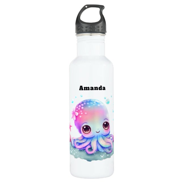Cute Octopus Sea Creature 710 Ml Water Bottle (Front)