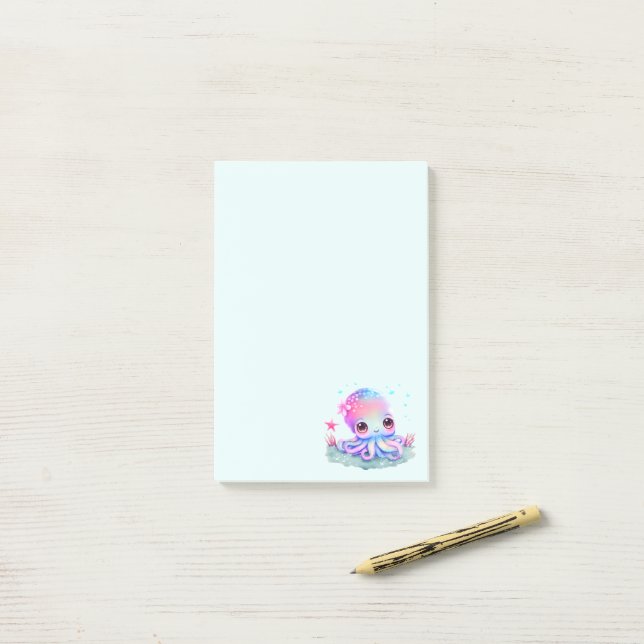 Cute Octopus Sea Creature Post-it Notes (On Desk)