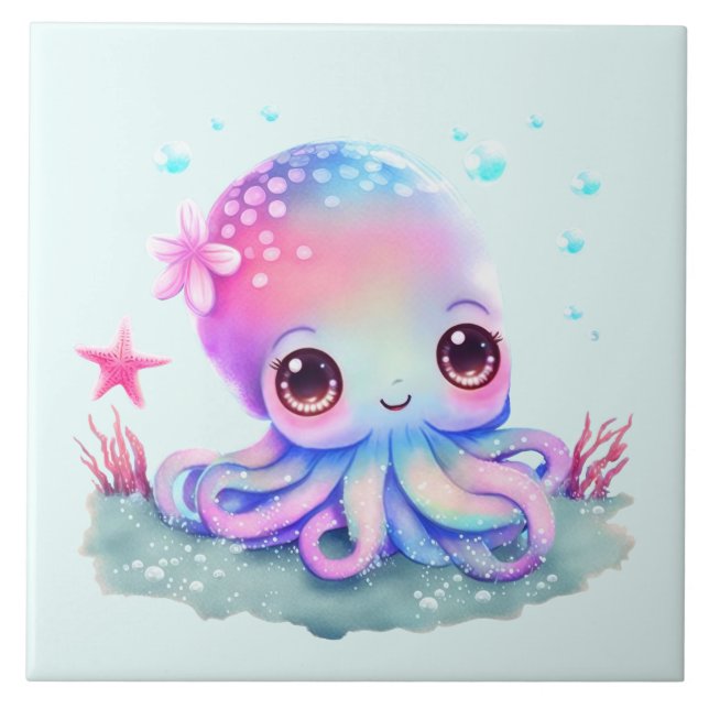 Cute Octopus Sea Creature Tile (Front)