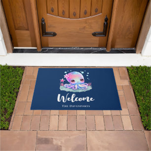 Cute Octopus Sea Creature Welcome Doormat