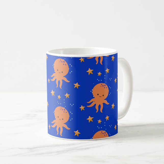 Cute Octopus Starfish Cartoon Coffee Mug (Front Right)