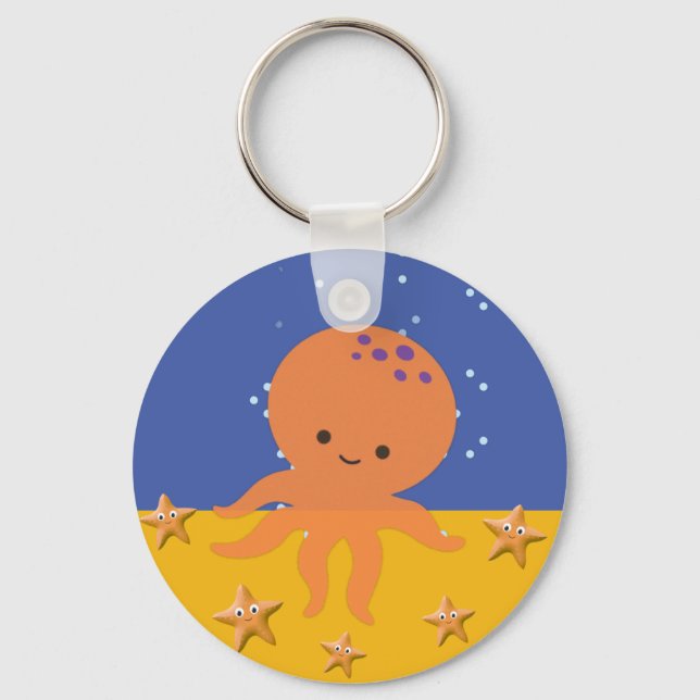 Cute Octopus Starfish Cartoon Keychain (Front)
