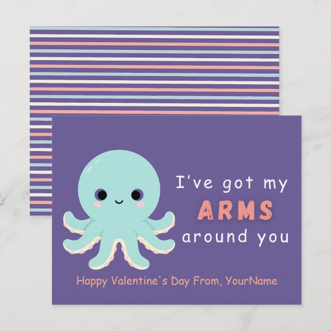 Cute Octopus Valentine Pun Card (Front/Back)