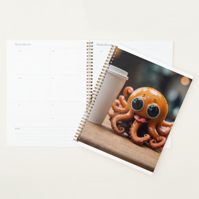 Cute Octopus with Cup of Coffee Planner (Display)