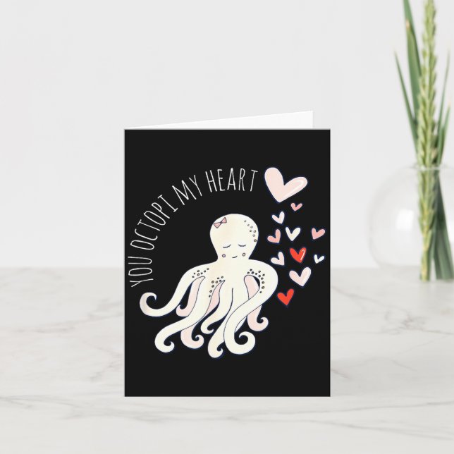 Cute Octopus, You Octo My Heart, Valentine  Card (Front)