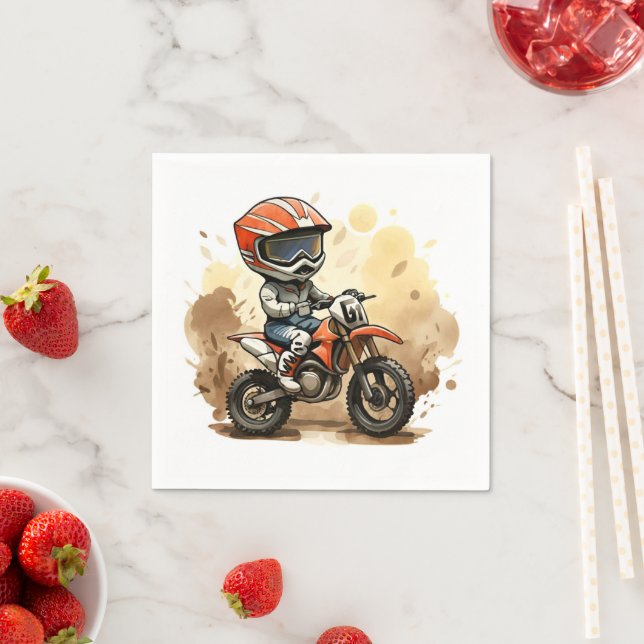 Cute Off-Road Motorcycle Birthday Napkin (Insitu)