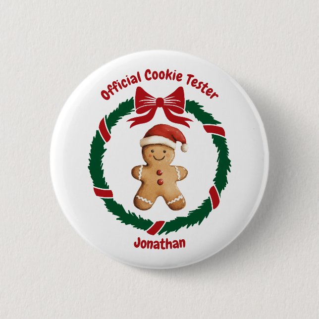 Cute Official Cookie Tester Christmas 2 Inch Round Button (Front)