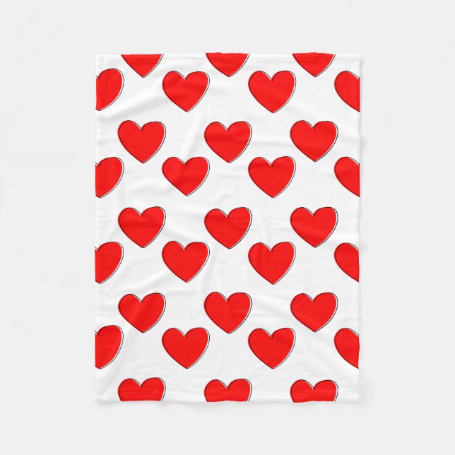 Cute Offset Red Heart Pattern Fleece Blanket (Front)