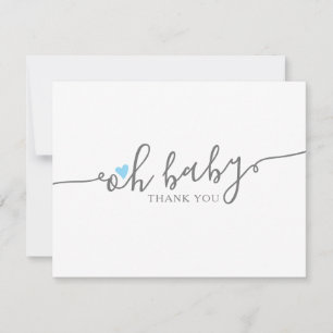 Cute Oh Baby Heart Boy Baby Shower Thank You Card