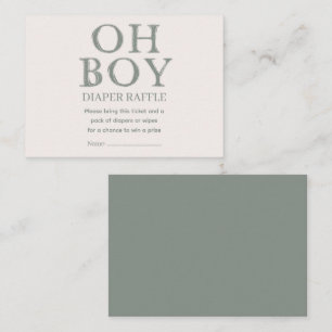 Cute Oh Boy Green Dots Minimal Diaper Raffle Enclosure Card