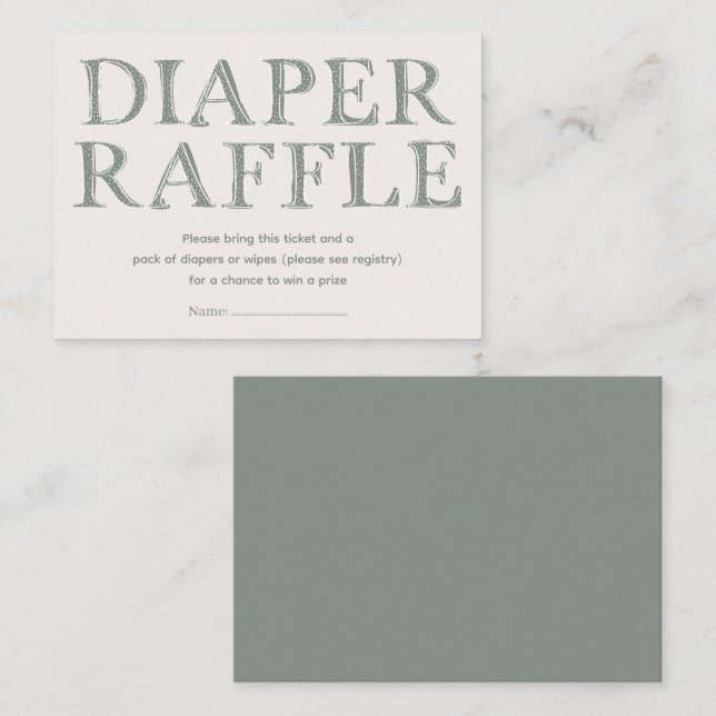 Cute Oh Boy Green Dots Minimal Diaper Raffle Enclosure Card (Front/Back)