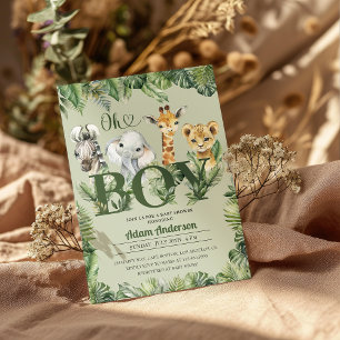 Cute Oh Boy Jungle Safari Baby Shower  Invitation