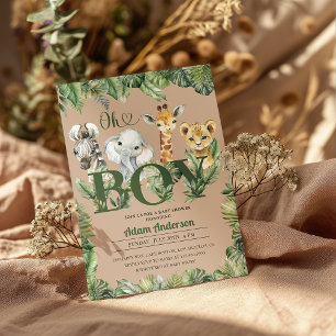 Cute Oh Boy Jungle Safari Baby Shower  Invitation